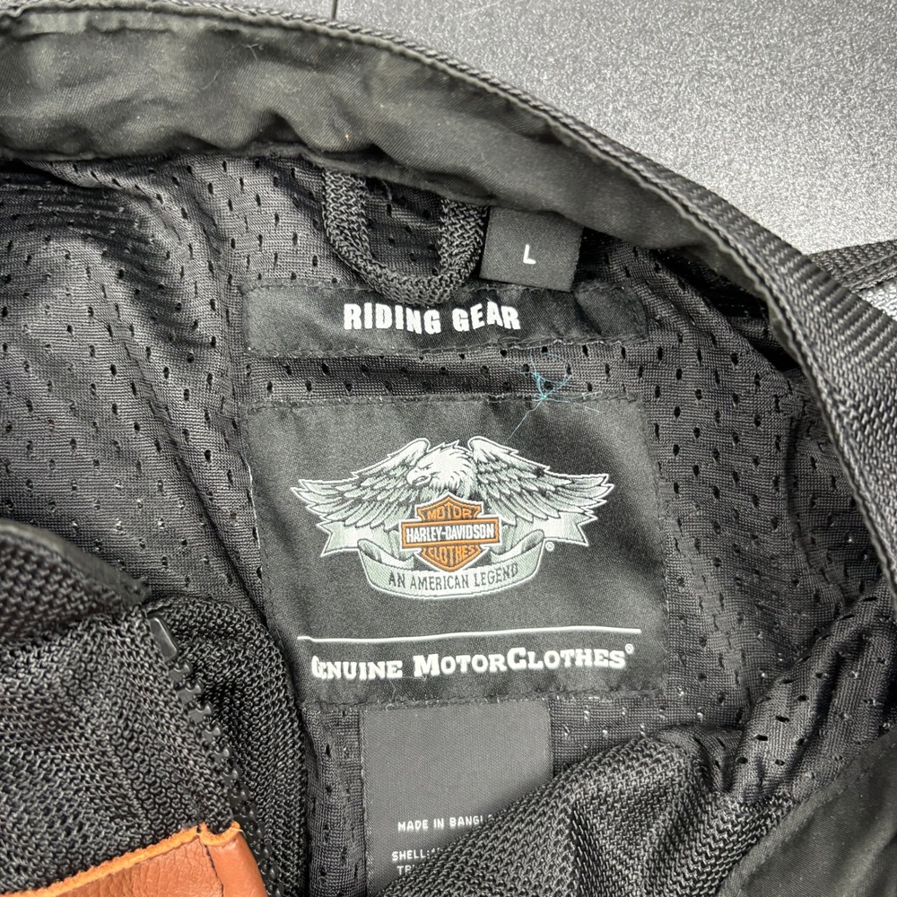 Harley Davidson Riding Gear Motorcycle Jacket Mesh Black Gray‎ Orange L - Picture 3 of 6